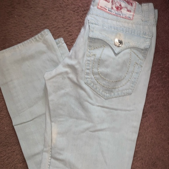 True religion new deadstock light distressed jeans size 34 og truies super rare - Picture 6 of 8